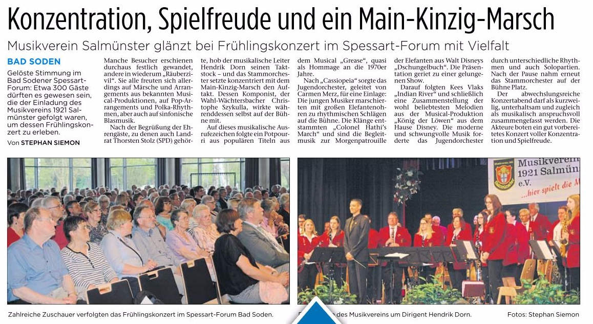 Konzentration, Spielfreude und ein Main-kinzig-marsch